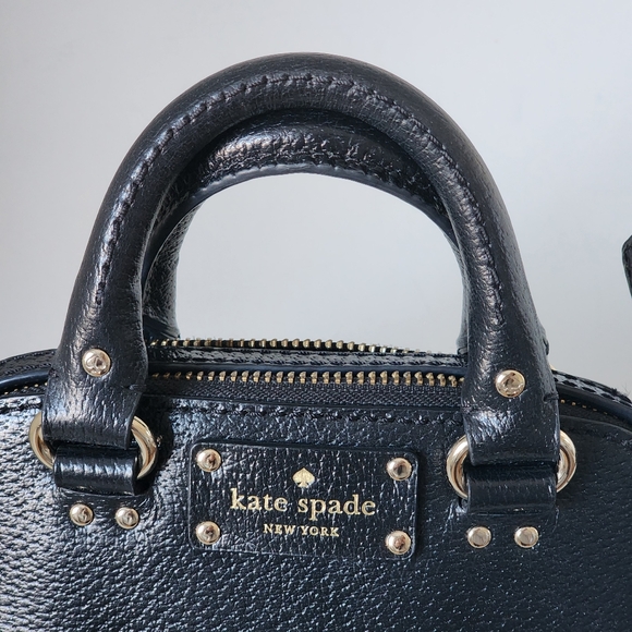 Kate Spade Wellesley Mini Rachelle Crossbody Bag Black and Gold Top Handle - Picture 4 of 12